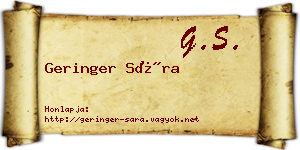 Geringer Sára névjegykártya